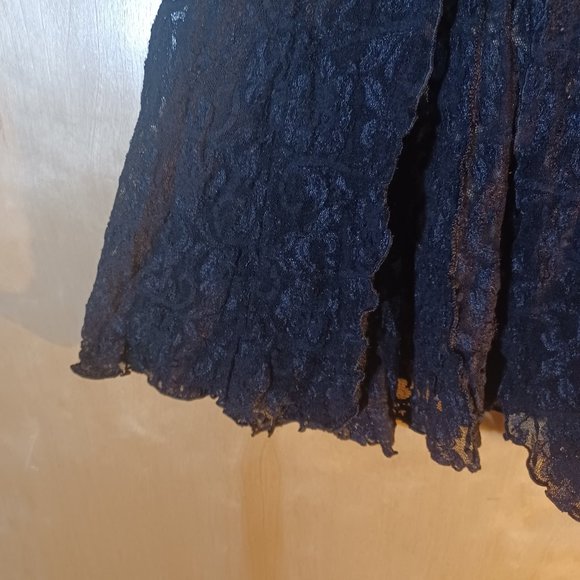 CLICHE' VINTAGE Allover Black Lace Front Split Babydoll Slip_Size Large - Picture 8 of 8